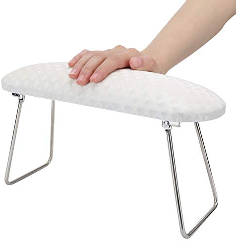 Nail Arm Rest Cushion, Professional Foldable Nail Art Hand Pillow Manicure Hand Holder Wrist Support Detachable Table Desk Nail Rest Cushion Pad Stand Holder (white)