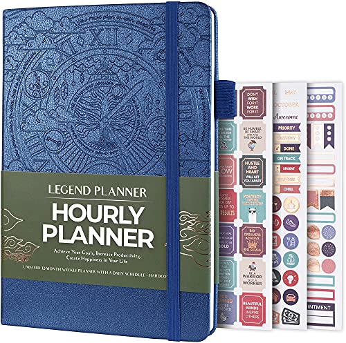 Legend Planner Stundenplan - Wochen- & Tagesorganizer mit Zeitschlitzen Terminkalender für die Arbeit Undatiert A5 (Blau)