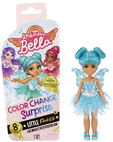 Dream Ella Bella Colour Change Surprise Hadas, Pequeña muñeca de Moda de 14 cm con alas, Accesorios y Pelo Turquesa - para coleccionar - Un Gran Regalo para niños a Partir de 3 años, 578765