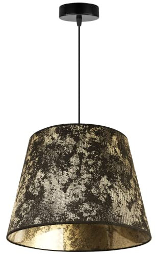 Light-Home Werona Elegant Hängelampe - Modern Deckenlampe für Wohnzimmer Schlafzimmer und Esszimmer - Pendelleuchte aus Metall mit Modern Lampenschirm - Schwarz-Gold - 26x35 cm