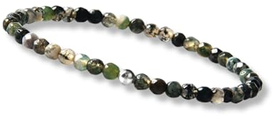 GD GOOD.designs Achat Armband Damen mit echten Natursteinen und 925 Silber Perle I Naturstein Armband aus facettierte 4mm Edelstein Perlen - Inkl. Geschenkbeutel