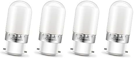 Ruiandsion B22 LED Glühbirne Warmweiße 2W AC 220V Bajonettverschluss Glühbirne für Nähmaschine, Kerze, Gerätelampen, Deckenhängeleuchte (nicht dimmbar, 4er-Pack)