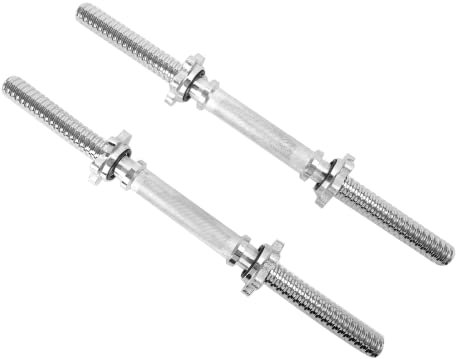 Threaded Dumbbell Chrome Handles 1 Inch Pair, 18 Adjustable Dumbbell Bar Handles, Fits Standard Weight Plates with 1” Diameter, for Gym Workouts, Exercise, Weightlifting, Sold in Pair