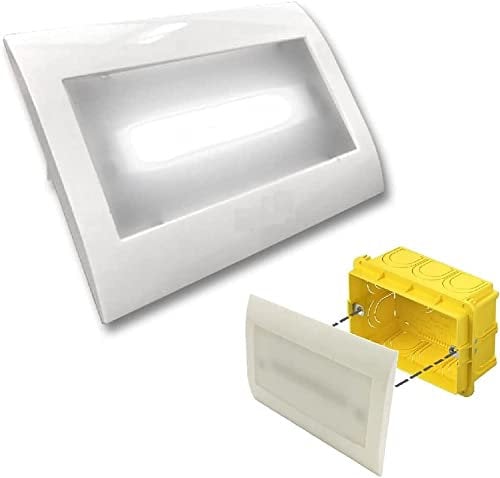 ANFEL Lampada Emergenza luce led fredda incasso per scatola cassetta 503 con placca ghiera bianca, Segnapasso led da incasso luce di EMERGENZA per 503 anti black out 12 LED PRO