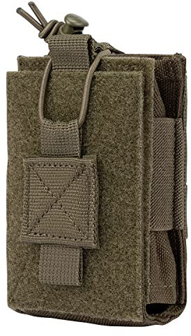 Dotacty Adjustable Radio Pouch MOLLE Radio Holder for Tactical Duty Belt Two Ways Radio Holster Walkie Talkies Case Mag Carrier 5.56mm 7.62mm Magazine Nylon Carry Bag for Police Security Rescue RG