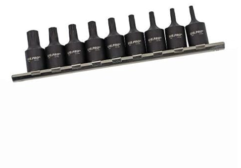 US PRO Tools 9pc 3/8 Dr Impact Star Torx Bit Sockets T20 - T55 3999