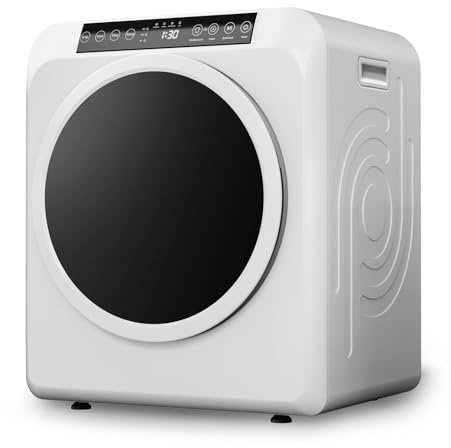 ROVSUN 13.2LB Portable Clothes Dryer, 3.5 Cu.Ft High End Front Load Tumble Laundry Dryer with LCD Touch Screen, Stainless Steel Tub for Apartment, Home, Dorm-110V, Classic White