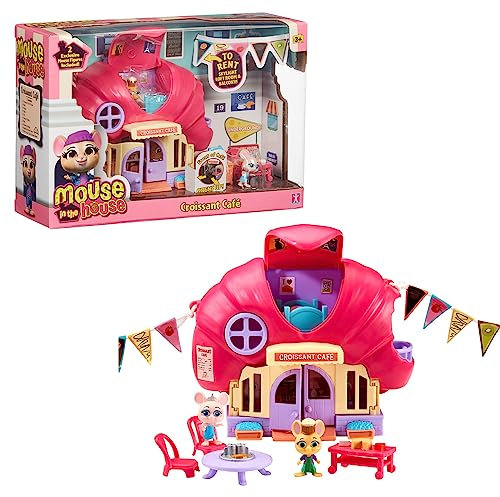 MOUSE IN THE HOUSE, MUN01 Crescent Coffee Set with 2 Exclusive Mouse Figurines, Accessories and Stickers That Glow in the Dark Toys for Children aged 3 Years and Above