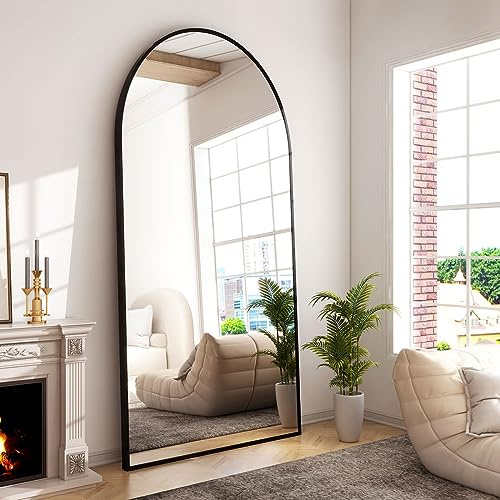 GLSLAND 76x34 Arched Full Length Mirror Large Full Body Mirrors, Black