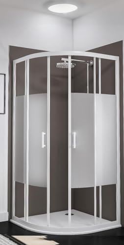 Schulte Runddusche, inkl. Duschwanne, Stellfüße & Ablauf, 90 x 90 x 190 cm, 5 mm Sicherheits-Glas Mattierung light, Alpinweiß, Duschkabine zur Montage auf Duschwanne und Fliesen