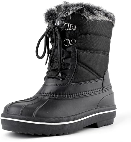 riemot Bottes de Neige Bottes de Pluie Femme Bottes Caoutchouc Femme Chaussures Hiver Imperméable Chaudes Bottines de Randonnée Boots de Trekking Outdoor,Noir,EU 39