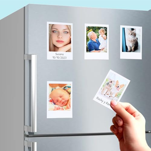 Dekopix Personalisierter Fotomagnet. Kühlschrankmagnet selbst gestalten. Dünne, Flexible Magnete. Retro-Stil (8 Fotomagnete)