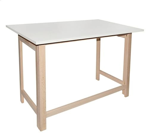 WELL HOME MOBILIARIO & DECORACIÓN Tapa Mesa Plegable Blanca, Acabado SIN Barniz, L.100 x F.60 x H.75