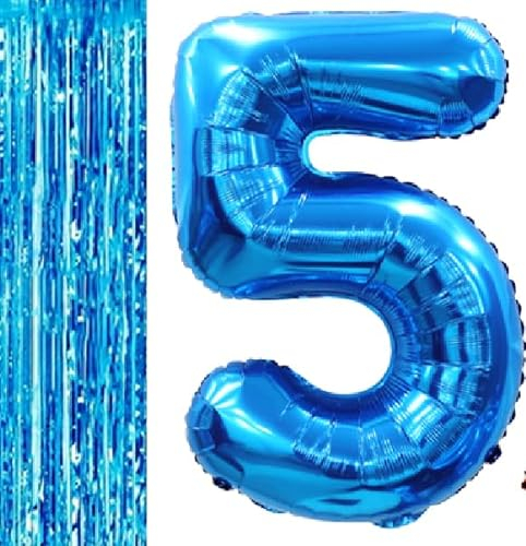 Ballon 5 Geburtstag Deko, Partygeschirr Set - Luftballons für 5 Jahre Kindergeburtstag