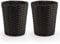 woodluv Round Waste Paper Basket Bin Set of 2 Storage Boxes, Rubbish Bin for Bedroom, Bathroom, Offices or Home, Black
