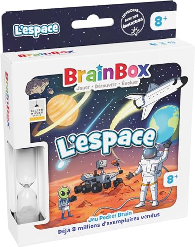 BRAINBOX Pocket: L'Espace – Kartenspiel zur Erinnerung und Beobachtung – schnelles Familienspiel für Kinder ab 8 Jahren – Lernen mit Spaß – Taschenausgabe – 1 Spieler + – 10 Minuten – französische