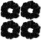 4 Stück Haargummi Scrunchie Samt Schwarz für Damen Gebrauch Haargummi Material ist Weich und Zieht Nicht an den Haaren wenn es Längere Zeit Getragen Wird Scrunchies
