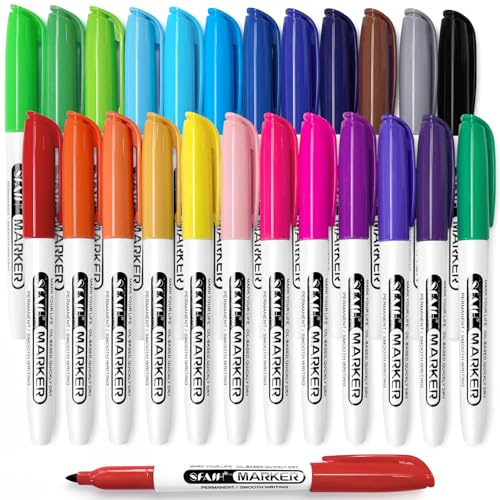 SFAIH 24 Colors Permanent Markers Fine Point, Art Coloring & Crafts & Mark