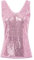GRACE KARIN Damen Pailletten Tank Top Pailletten verziert Sparkle Trägershirt-Weste Tops Party Bluse L Rosa CL011080-15