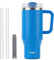 Coffee Cup Travel Mug with Handle, 40oz Tumbler with Lockable Lid, Stainless Steel Vacuum Insulated Water Bottle with Straw, Leakproof & Portable Travel Cup for Hot and Cold Drinks (Klein Blue)