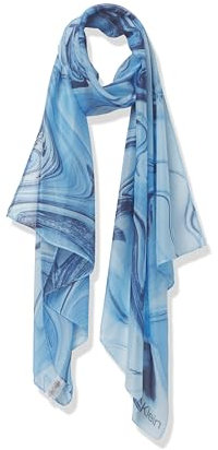 Calvin Klein Damen Printed Oversized Lightweight Scarf Modischer Schal, Breeze Blue, Einheitsgröße