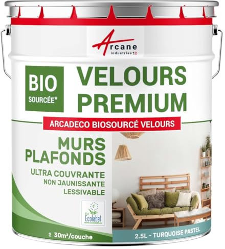 ARCANE INDUSTRIES Pintura Aterciopelada para Paredes y techos: ARCADECO - 1211 - Turquesa Pastel - RAL 6034