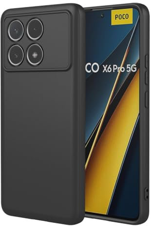 SEAHAI Cover per Xiaomi Poco X6 PRO 5G, Custodia Ultra Sottile in Silicone Liquido Gel Morbida con Design Dell'airbag Antiurto, Elegante Matte TPU Bumper Case Cover - Nero