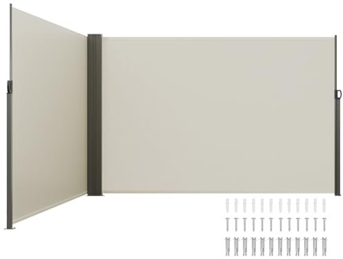 YXINAER Seitenmarkise Ausziehbar Einziehbare Seitenmarkise, Sichtschutz for den Außenbereich, Polyester, wasserdicht, einziehbarer Terrassenschirm, Raumteiler, Windschutz(180 x 350 cm)