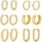 jagosen 6 Pairs 9ct Gold Hoops Earrings For Women Hypoallergenic Chunky Huggies Hoop Earrings Set For Women Lightweight Gold Plated Statement Cartilage Stackable Earrings Gold Jewellery Set