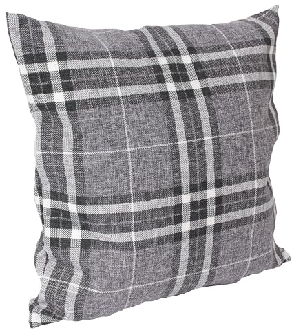 Hans-Textil-Shop Premium Kissenbezug Streifen Karo Kalis - Gestreift, Kariert, Kissen, Kissenhülle, Kopfkissenbezug, Sofakissen, Couchkissen, Dekokissen, Zierkissen, Deko, Sofa (Grau, 50 x 50 cm)