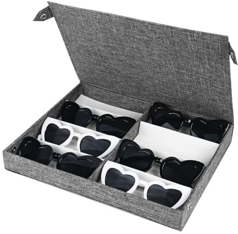 XTDMJ Sunglasses Organiser Sunglasses Travel Case, 8 Slot Sunglasses Storage Box Multiple Sunglasses Case Women Man for Glasses Storage or Other Small Items