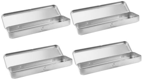 NUOBESTY 4pcs Tinplate Stationery Organizer Pen Box Pencil Case Storage Box Sleek Design