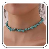 Aneneiceera Boho Unregelmäßig Türkis Choker Halskette Türkis Perlen Halskette Blau Edelstein Kragen Halskette Blauen Stein Halskette Kette Schmuck Für Frauen