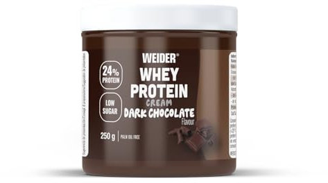Weider Whey Protein Cream (250g) Sabor Chocolate Negro, Crema de untar con 24% de Proteínas, con Proteína de Suero de Leche, Sin Azúcar Añadido, Sin Aceite de Palma