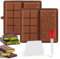 2 Pièces Moule Tablette Chocolat, Moule Chocolat 2 en 1, Moule Silicone Tablette de Chocolat Profond, Moules à Chocolat en Silicone Réutilisables avec Spatule et Compte-Gouttes pour Pralines