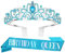 Krone Geburtstag,Diadem Blau,Krone Damen,Geburtstagskrone Erwachsene,Krone Gold,Tiara Damen,Schärpe Geburtstag,Crystal Crown,Birthday Queen,Prom Queen Schärpe Halloween,Geburtstags Krone