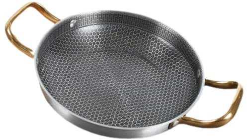 CRAFTHROU Sartén antiadherente de 28 cm de diámetro, antiadherente, de acero inoxidable, para inducción, paellero, sartén de nido de abeja, utensilio de cocina, apto para horno, sin lavavajillas