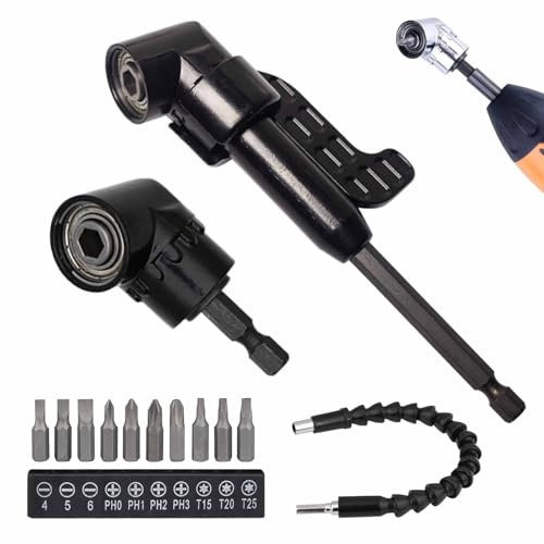 105° Winkelschrauber Vorsatz Adapter,Eckwerkzeug-Schraubennabe,Multifunktions-Biegeschraubendreher-Bit,Winkelbohraufsatz,Für Die Haushalts Und Arbeitsplatzindustrie (13, Schwarz)