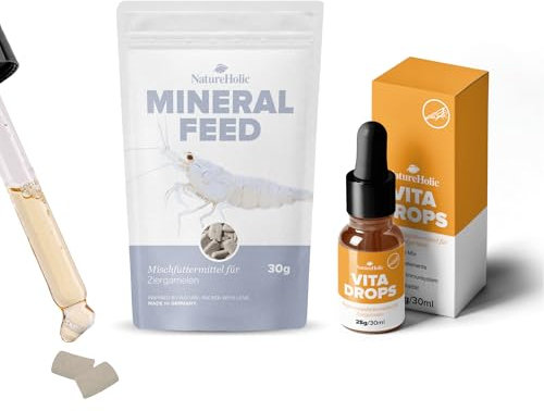NatureHolic Mineral & Vita Boost Set | All-in-One Garnelenfutter für optimale Mineral- & Vitaminversorgung | Unterstützt Häutung, Panzeraufbau & Vitalität | Für Garnelen im Aquarium