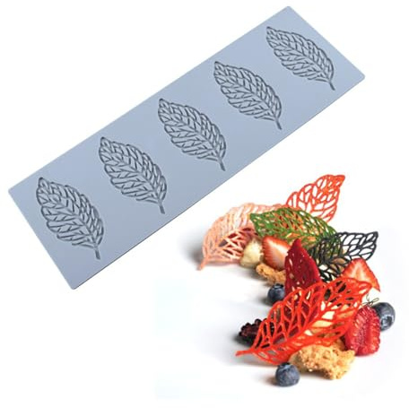 Tuille Moulds Silicone Leaf Shape Cake Fondant Mold, Large Silicone Leaf Molds for Chocolate, Resin, Soap, Tuille Moulds Silicone for Cake Decorating, Christmas Decorations, and Crafting