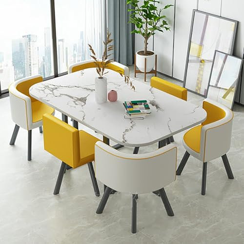 Rechteckiges modernes Esstisch-Set, Konferenztisch, Besprechungsraum, Couchtisch-Set für 6 Personen, Küchentisch-Set für 6 Personen für Wohnzimmer, Esszimmer, modernes Konferenztisch-Set mit 6 Stühl