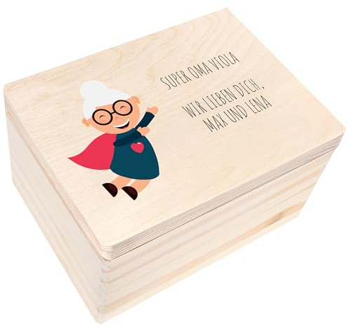 Creative Deco Personalisierte Geschenke für Oma Opa | Holzkiste mit Deckel
