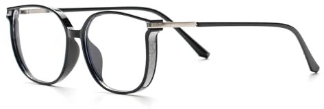 EYEGLSMST Stilvoll Glänzende Lesebrille 1,0 für Damen, Modische Großer Anti Blaulicht Computerleser, Lesegerät brille Gegen Augenermüdung