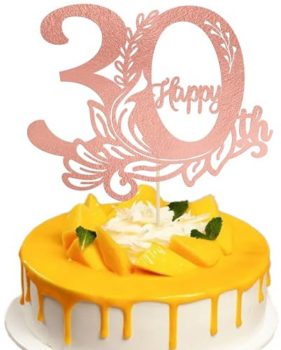 Gyufise 1Pcs Happy 30th Birthday Cake Topper 30 Cake Topper Cheers to 30 Cake Decoration for 30th Birthday Anniversary Party Decoration Supplies Rose Gold