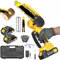 6 Inch Mini Chainsaw with Battery, Electric Chain Saw Brushless, 2 Guide Plates, 2 Chains Cordless Hand Chainsaw with 2 * 2000mAh Rechargeable Batteries for Trimming Trees, Cutting Wood-Yellow