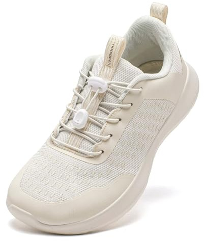 HOBIBEAR Unisex Barefoot Sneakers Wide Toe Box Trail Running Shoes for Women Men Fashion Walking Shoes(Off White,UK 7)