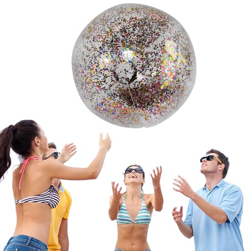 Generisch Aufblasbarer Glitzer-Wasserball -Klarer Wasserball mit Konfettis - Transparentes Glitzer-Schwimmbad-Spielzeug, faltbares Design, Outdoor-Spielzeug für Sommerpartys, Dekorationen