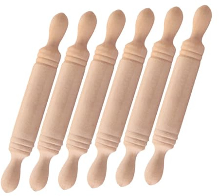 Supvox 6 Stück Teiliges Mini Holz Nudelholz für Realistische Backspielzeuge für Puppenstuben Rollenspiel und Kreative Küchendekoration
