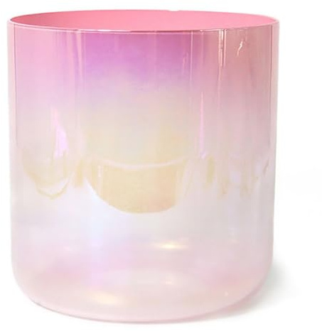 LuminaCreek Cuenco Cantor de Cristal Cuenco Tibetano de Cristal de alquimia de Colores de 432 Hz, Cuenco for Chakras de Cuarzo Rosa melocotón Degradado(6 F)