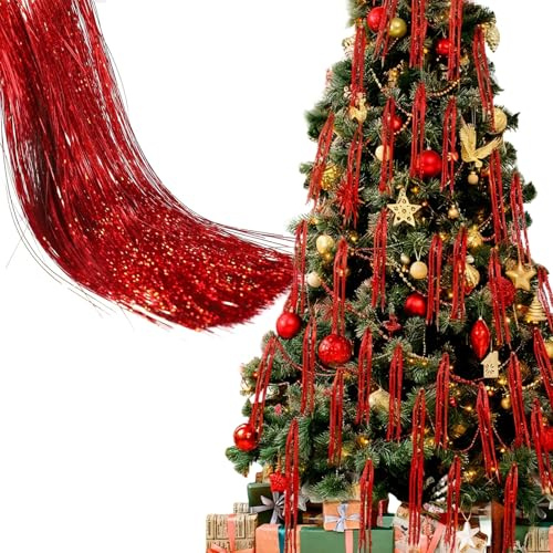 SilverChry Lametta für Weihnachten 5000 Stück, Lametta Fäden für Tannenbaum, Glänzende Weihnachtsbaum Fäden, Weihnachtsdeko Girlande, Christbaumschmuck, für Festivals, Partys und Bühnen